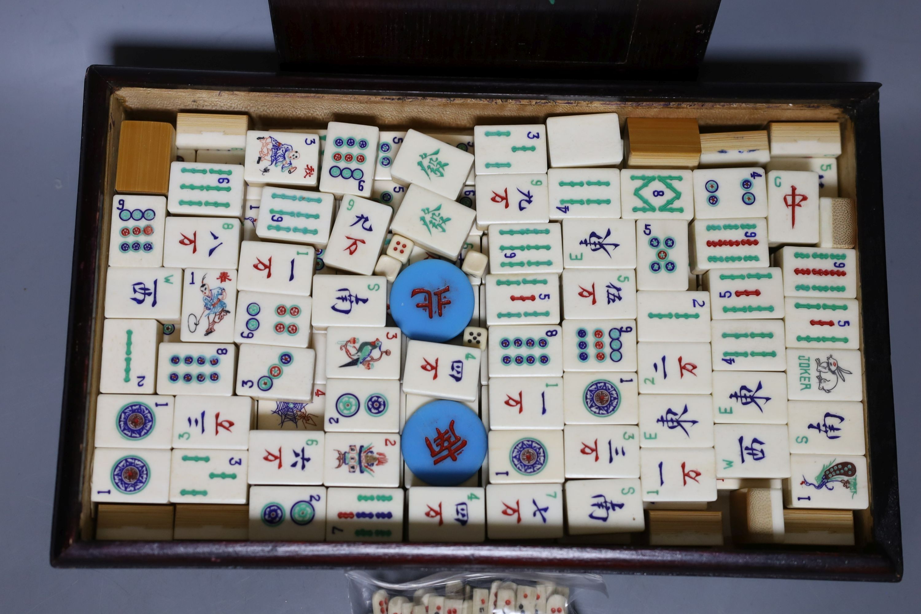 A boxed Mahjong set